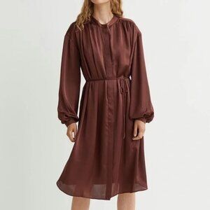 H&M brown tie belt silk dress size XL